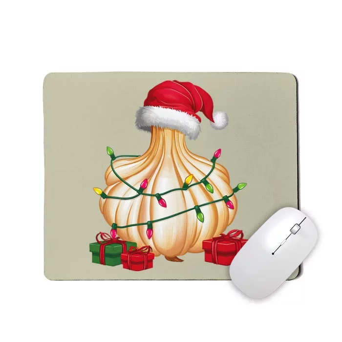 Xmas Lighting Santa Hat Garlic Christmas Mousepad