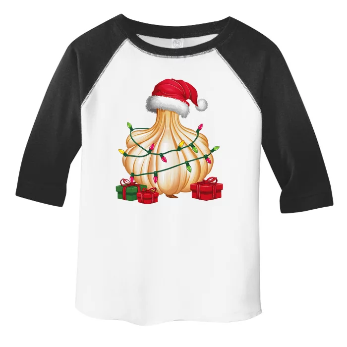 Xmas Lighting Santa Hat Garlic Christmas Toddler Fine Jersey T-Shirt