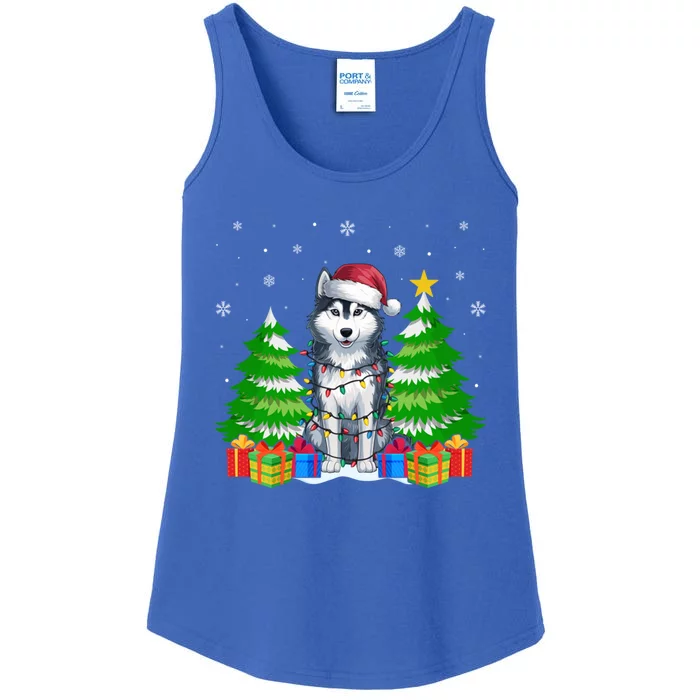 Xmas Lighting Siberian Husky Dog Lovers Ugly Christmas Gift Ladies Essential Tank