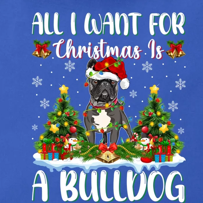 Xmas Lighting Santa All I Want For Christmas Is A Bulldog Gift Zip Tote Bag