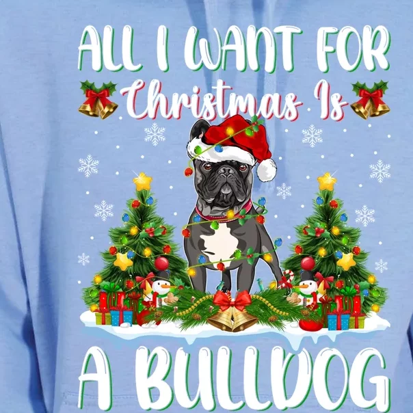 Xmas Lighting Santa All I Want For Christmas Is A Bulldog Gift Unisex Surf Hoodie