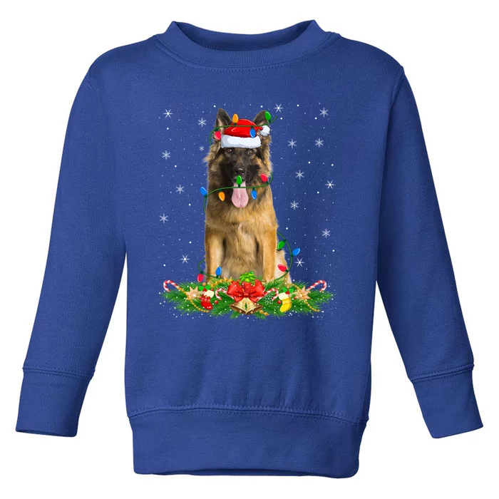 Xmas Lighting Santa Ger Shepherd Dog Christmas Gift Toddler Sweatshirt