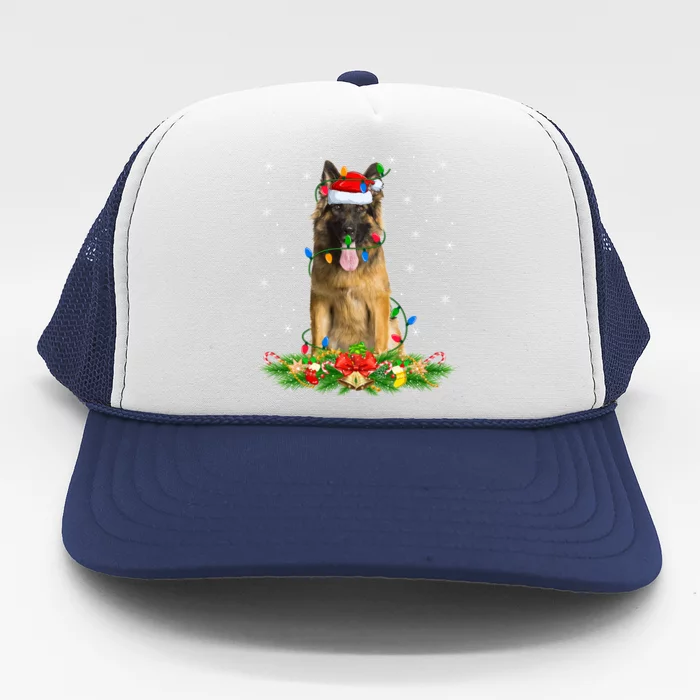 Xmas Lighting Santa Ger Shepherd Dog Christmas Gift Trucker Hat