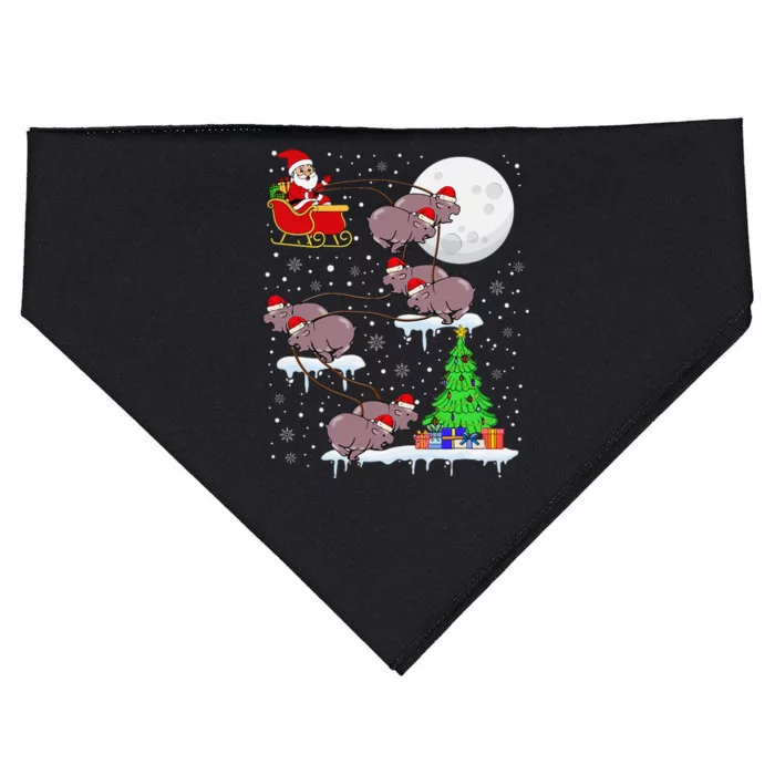 Xmas Lights Santa Riding Moo Deng Hippo Christmas Costume USA-Made Doggie Bandana