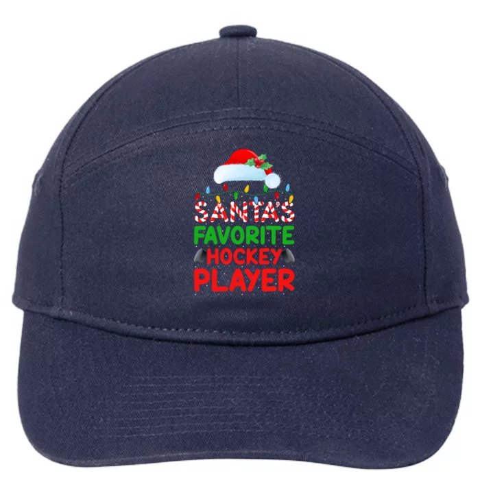 Xmas Lighting SantaS Favorite Hockey Player Christmas Cool Gift 7-Panel Snapback Hat