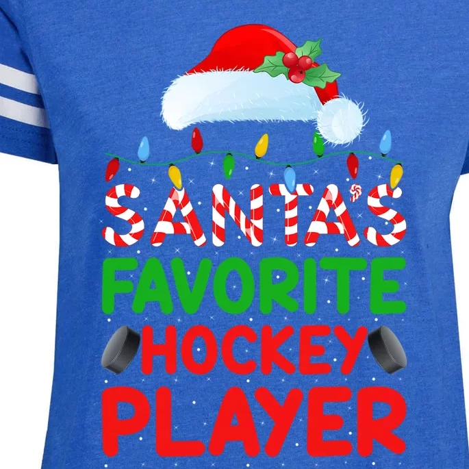 Xmas Lighting SantaS Favorite Hockey Player Christmas Cool Gift Enza Ladies Jersey Football T-Shirt