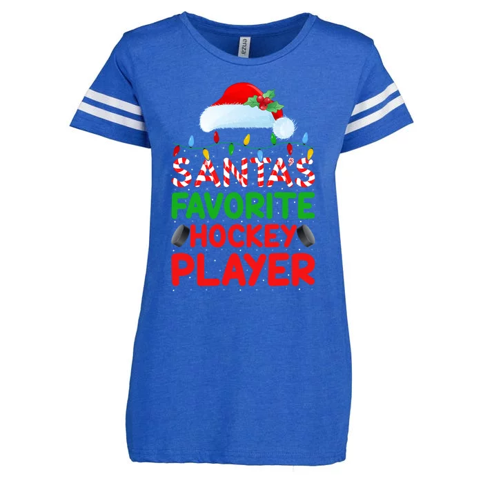 Xmas Lighting SantaS Favorite Hockey Player Christmas Cool Gift Enza Ladies Jersey Football T-Shirt