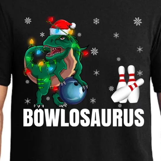 Xmas Lighting Santa Dinosaur Playing Bowling Christmas Meaningful Gift Pajama Set