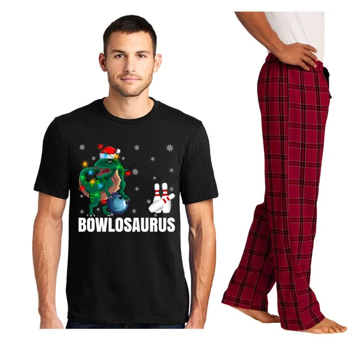 Xmas Lighting Santa Dinosaur Playing Bowling Christmas Meaningful Gift Pajama Set