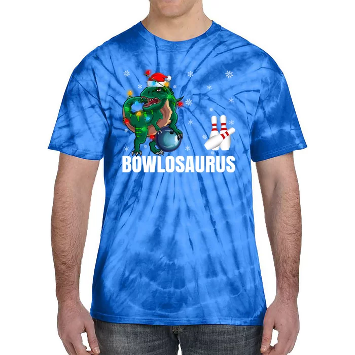 Xmas Lighting Santa Dinosaur Playing Bowling Christmas Meaningful Gift Tie-Dye T-Shirt