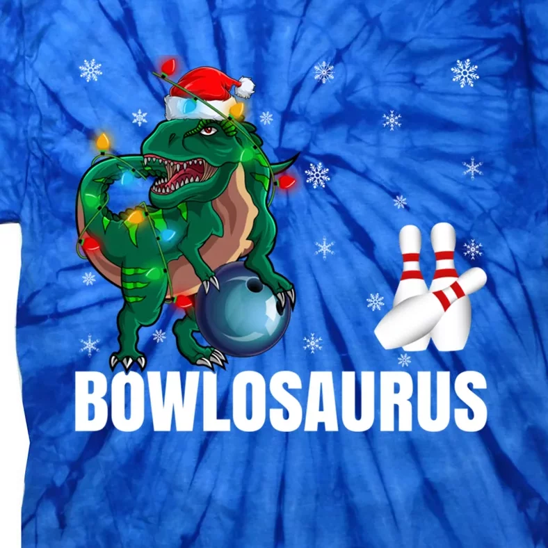 Xmas Lighting Santa Dinosaur Playing Bowling Christmas Meaningful Gift Tie-Dye T-Shirt