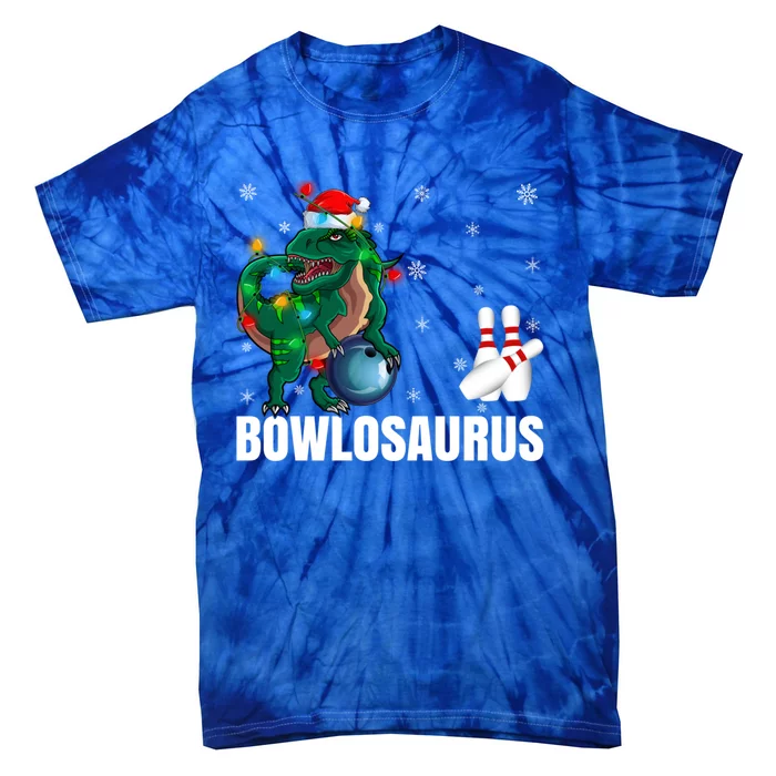 Xmas Lighting Santa Dinosaur Playing Bowling Christmas Meaningful Gift Tie-Dye T-Shirt