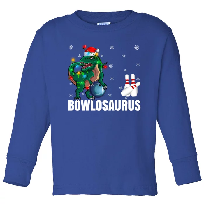 Xmas Lighting Santa Dinosaur Playing Bowling Christmas Meaningful Gift Toddler Long Sleeve Shirt