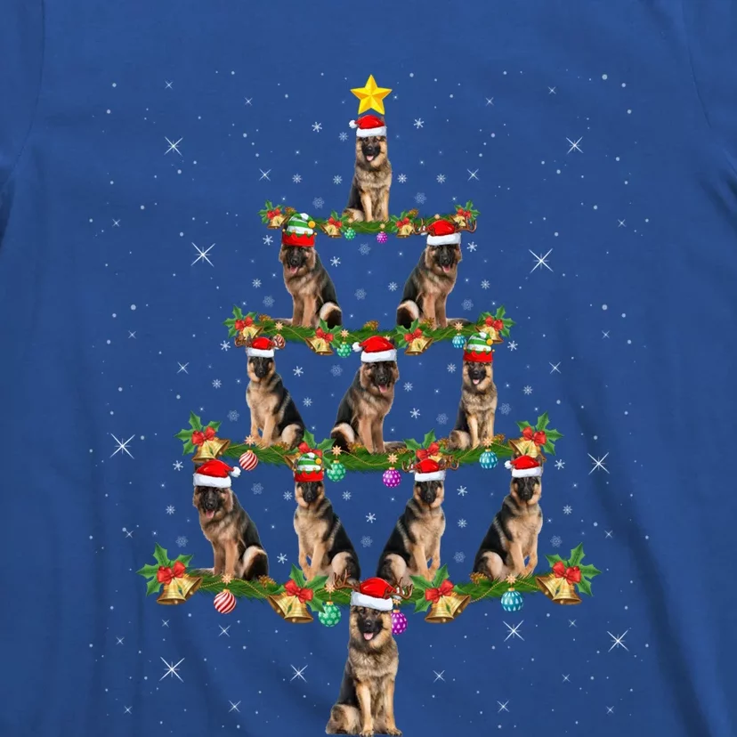 Xmas Lighting Santa Ger Shepherd Dog Christmas Tree Cute Gift T-Shirt