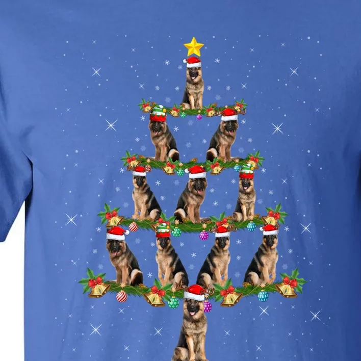 Xmas Lighting Santa Ger Shepherd Dog Christmas Tree Cute Gift Tall T-Shirt