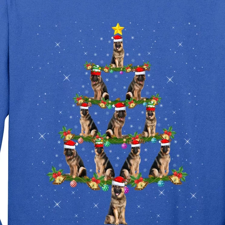 Xmas Lighting Santa Ger Shepherd Dog Christmas Tree Cute Gift Tall Long Sleeve T-Shirt