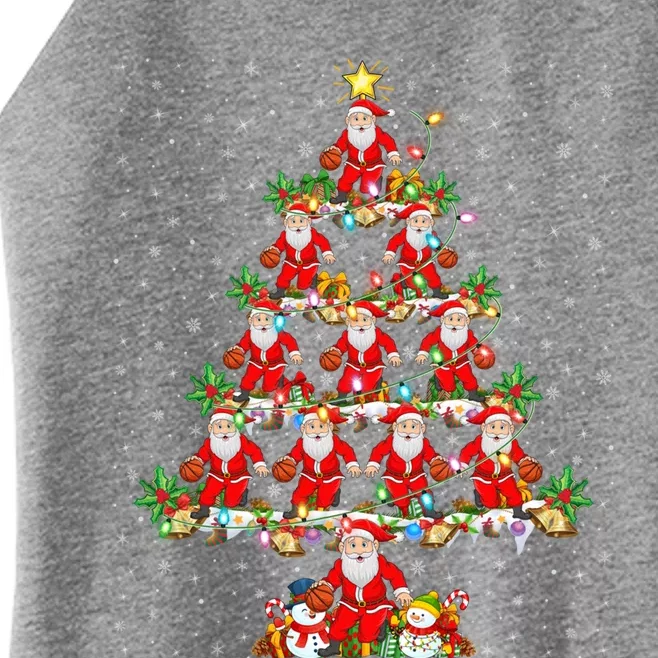 Xmas Lighting Santa Playing Basketball Christmas Tree Cute Gift Women’s Perfect Tri Rocker Tank