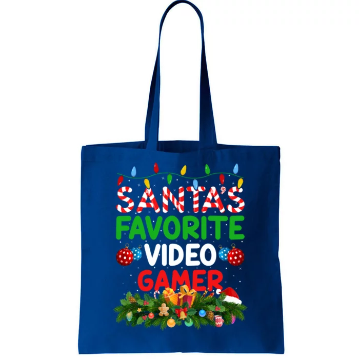 Xmas Lighting SantaS Favorite Video Gamer Christmas Gift Tote Bag