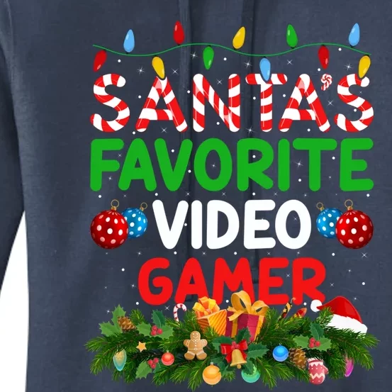 Xmas Lighting SantaS Favorite Video Gamer Christmas Gift Women's Pullover Hoodie