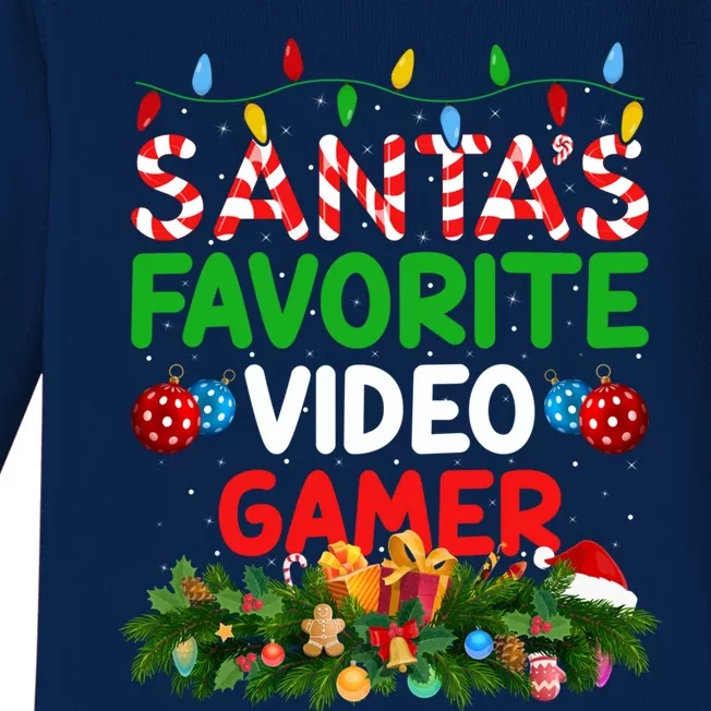 Xmas Lighting SantaS Favorite Video Gamer Christmas Gift Baby Long Sleeve Bodysuit