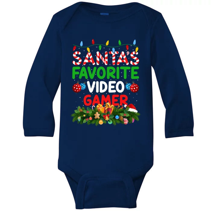 Xmas Lighting SantaS Favorite Video Gamer Christmas Gift Baby Long Sleeve Bodysuit