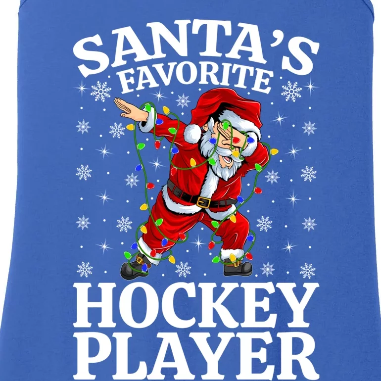 Xmas Lighting SantaS Favorites Hockey Player Christmas Gift Ladies Essential Tank