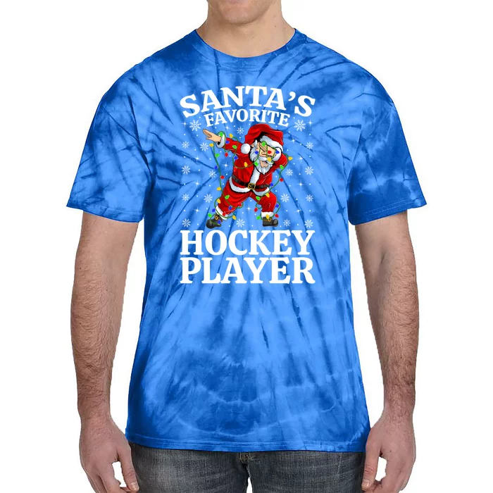 Xmas Lighting SantaS Favorites Hockey Player Christmas Gift Tie-Dye T-Shirt