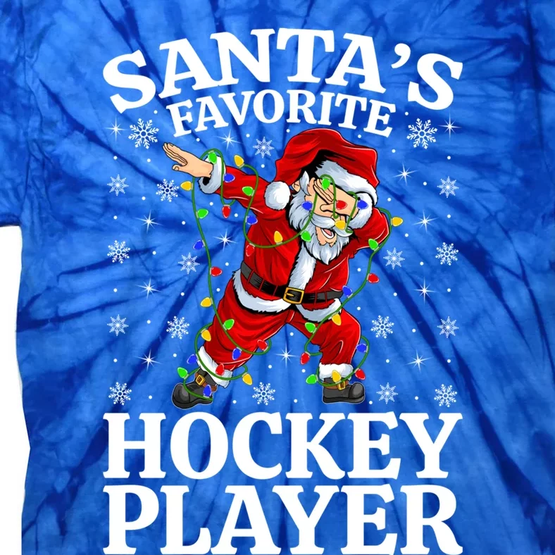 Xmas Lighting SantaS Favorites Hockey Player Christmas Gift Tie-Dye T-Shirt