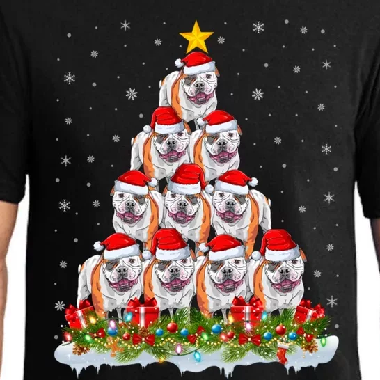 Xmas Lights Santa American Bulldog Christmas Tree Great Gift Pajama Set