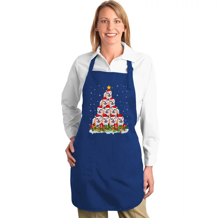 Xmas Lights Santa American Bulldog Christmas Tree Great Gift Full-Length Apron With Pocket