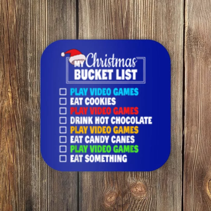 Xmas List Santa Hat Funny Video Gamer Christmas Cool Gift Coaster