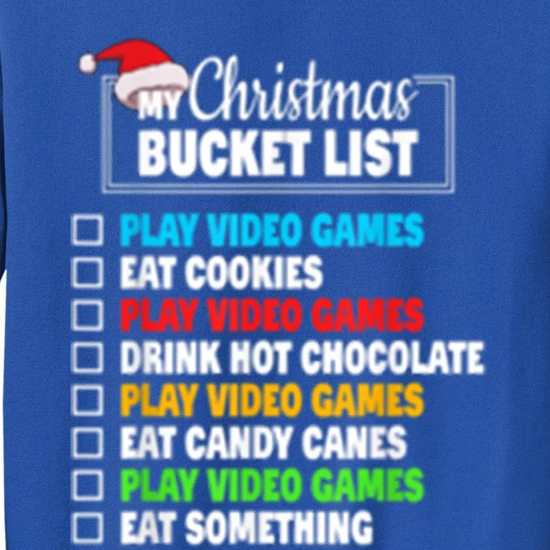 Xmas List Santa Hat Funny Video Gamer Christmas Cool Gift Tall Sweatshirt