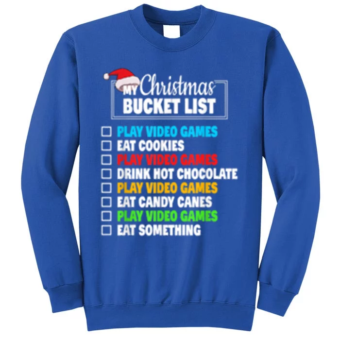 Xmas List Santa Hat Funny Video Gamer Christmas Cool Gift Tall Sweatshirt