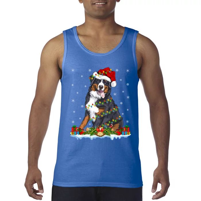 Xmas Lighting Santa Bernese Mountain Dog Christmas Gift Tank Top