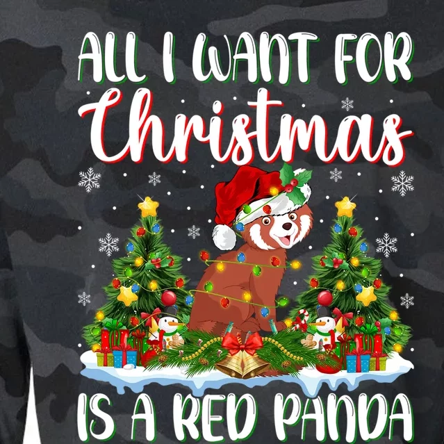 Xmas Lighting Santa All I Want For Christmas Is A Red Panda Funny Gift Cropped Pullover Crew