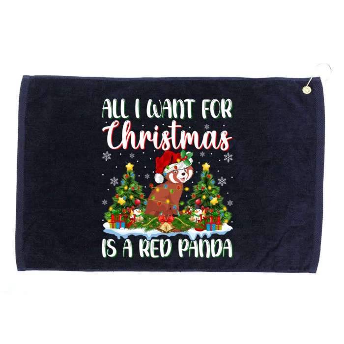 Xmas Lighting Santa All I Want For Christmas Is A Red Panda Funny Gift Grommeted Golf Towel