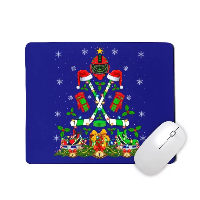 Xmas Lighting Santa Ice Hockey Christmas Tree Gift Mousepad