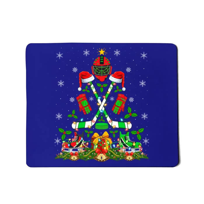 Xmas Lighting Santa Ice Hockey Christmas Tree Gift Mousepad