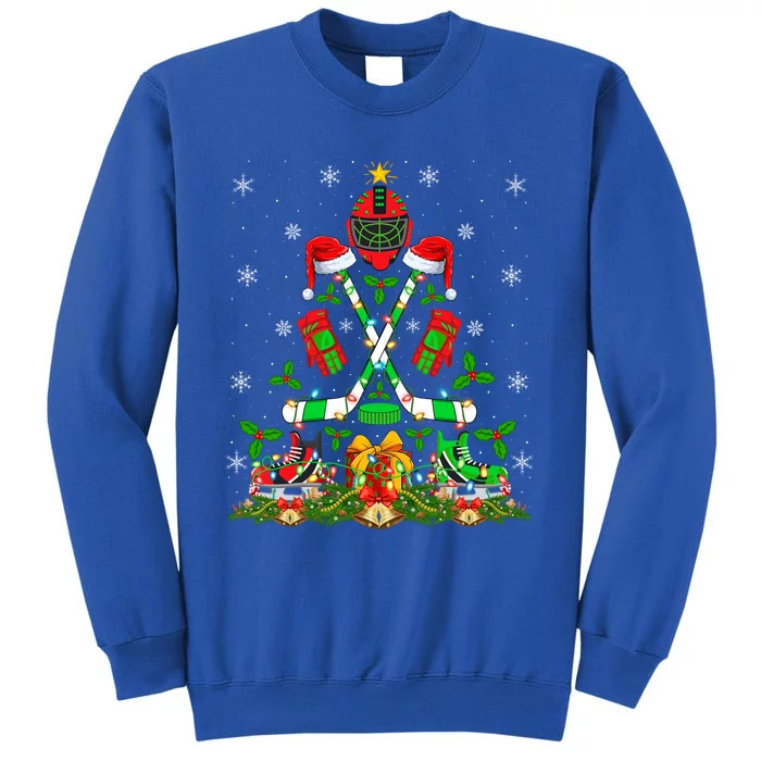 Xmas Lighting Santa Ice Hockey Christmas Tree Gift Tall Sweatshirt