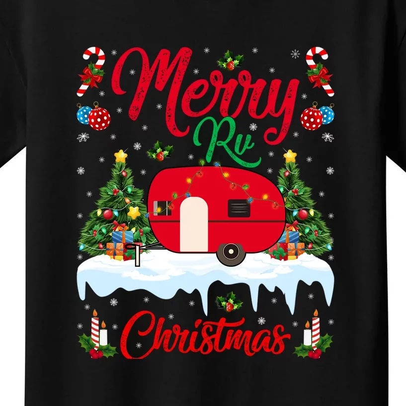 Xmas Lighting Santa Camping Merry RV Christmas Gift Kids T-Shirt