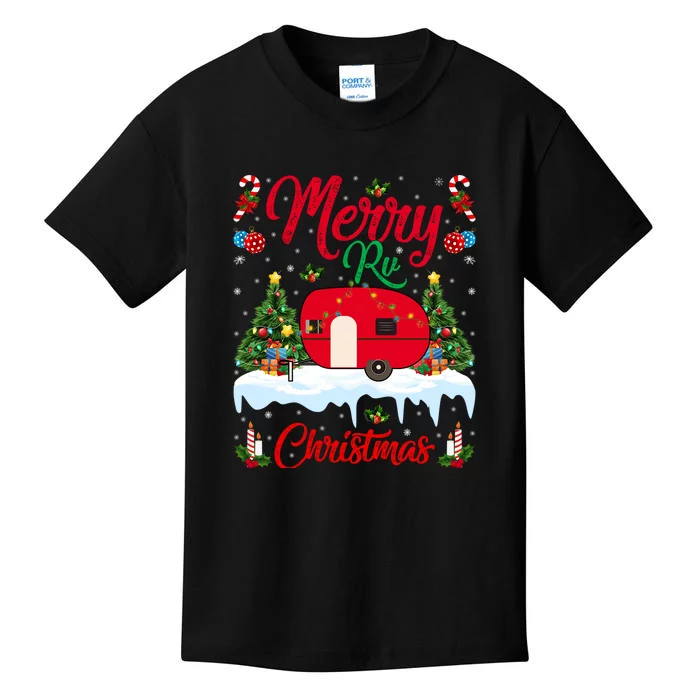 Xmas Lighting Santa Camping Merry RV Christmas Gift Kids T-Shirt