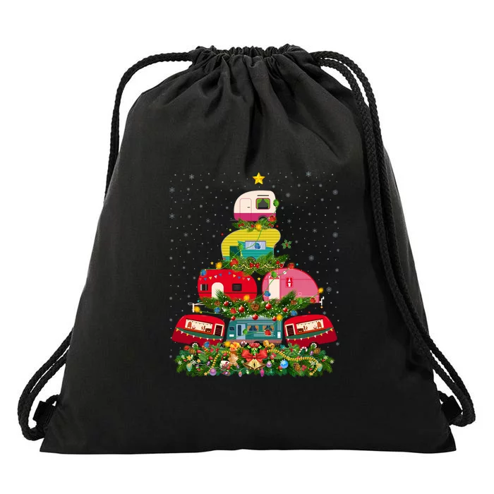 Xmas Lighting Santa Camping RV Christmas Tree Gift Drawstring Bag