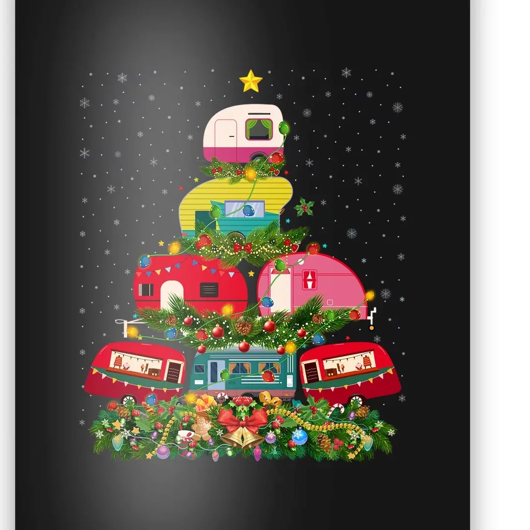 Xmas Lighting Santa Camping RV Christmas Tree Gift Poster