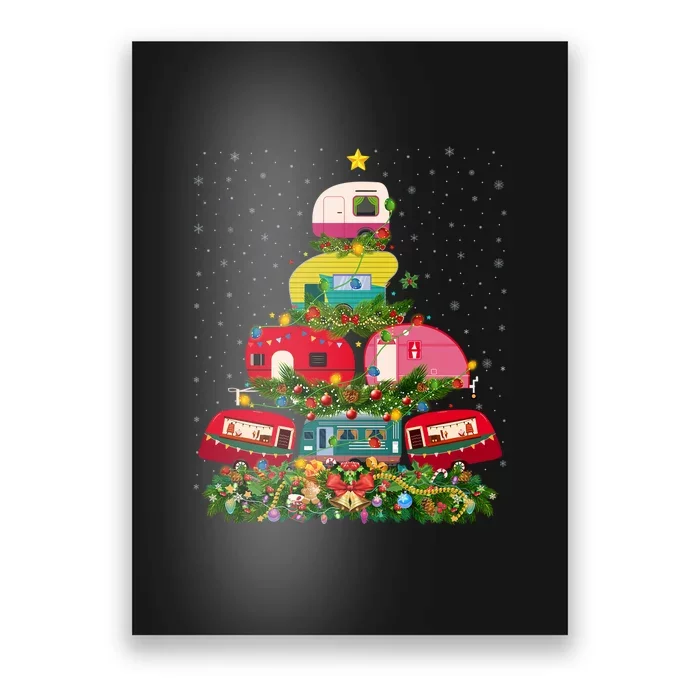 Xmas Lighting Santa Camping RV Christmas Tree Gift Poster