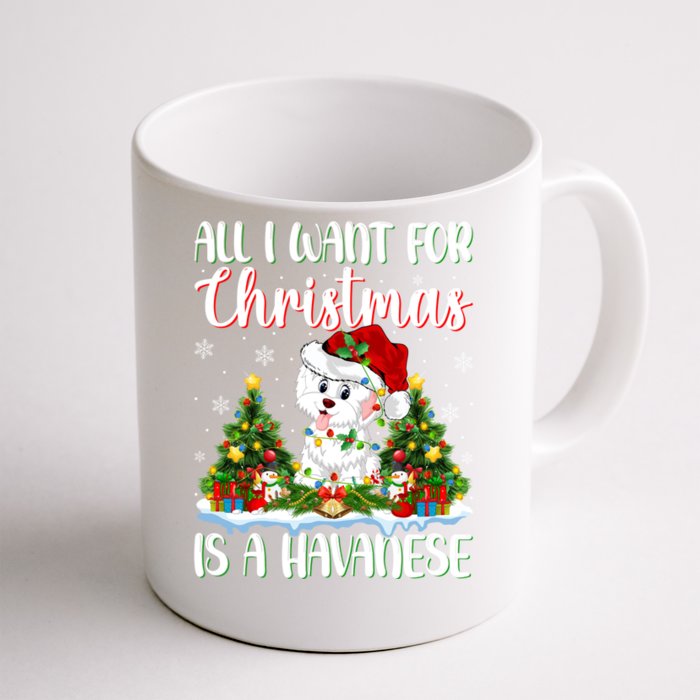 Xmas Lighting Santa All I Want For Christmas Is A Havanese Cool Gift Front & Back Coffee Mug