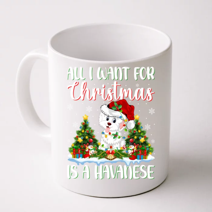 Xmas Lighting Santa All I Want For Christmas Is A Havanese Cool Gift Front & Back Coffee Mug