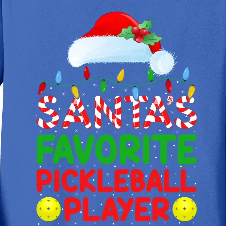 Xmas Lighting SantaS Favorite Pickleball Player Christmas Gift Kids Long Sleeve Shirt