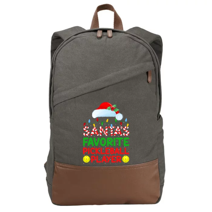 Xmas Lighting SantaS Favorite Pickleball Player Christmas Gift Cotton Canvas Backpack