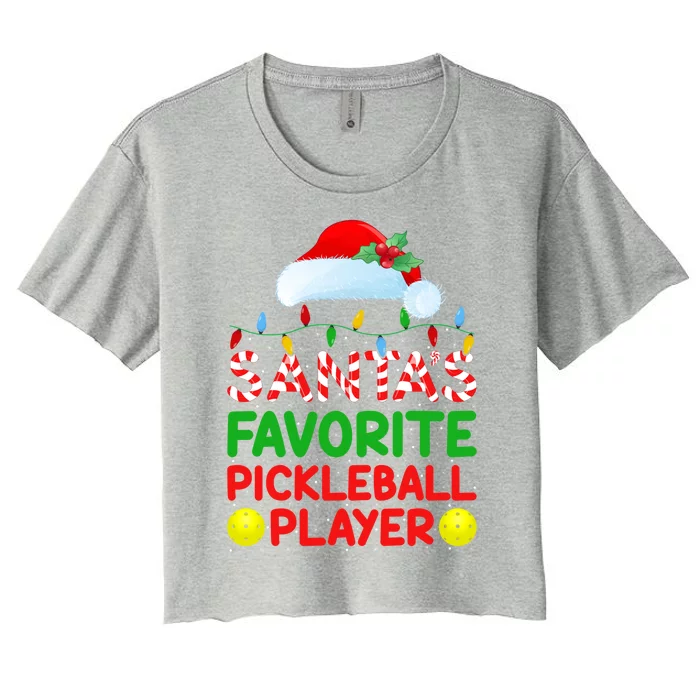 Xmas Lighting SantaS Favorite Pickleball Player Christmas Gift Women's Crop Top Tee