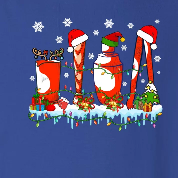 Xmas Lights Three Reindeer Santa Bartender Tools Lover Gift Toddler Long Sleeve Shirt